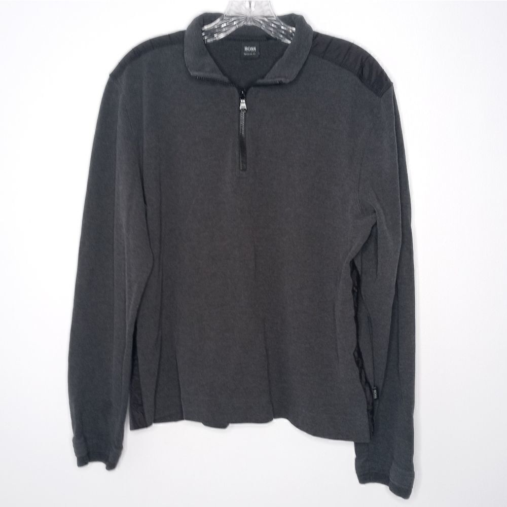Boss Hugo Boss gray 1/4 zip pullover elbow patch